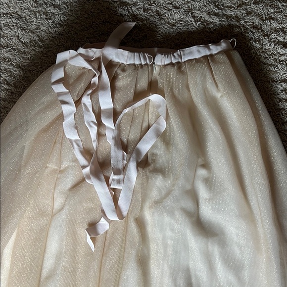 Collection J Crew Cream Midi A-Line Skirt with Ruffles - Picture 3 of 4